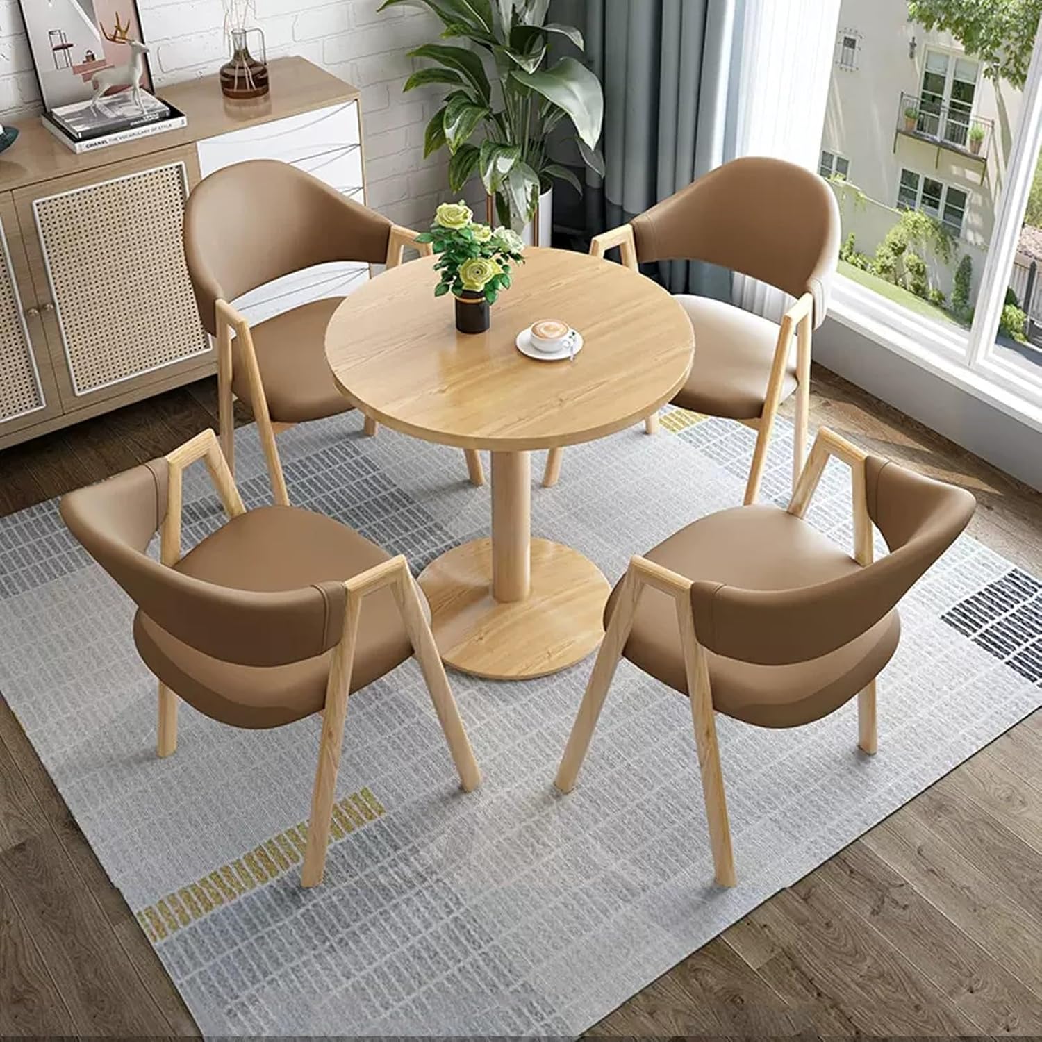 Office Reception Room Club Table and Chair Set, Negotiation Table and Chair Combination, Kitchen Dining Table, Conference Small Round Tables, Business Coffee Table (1 27.5in/70cm)
