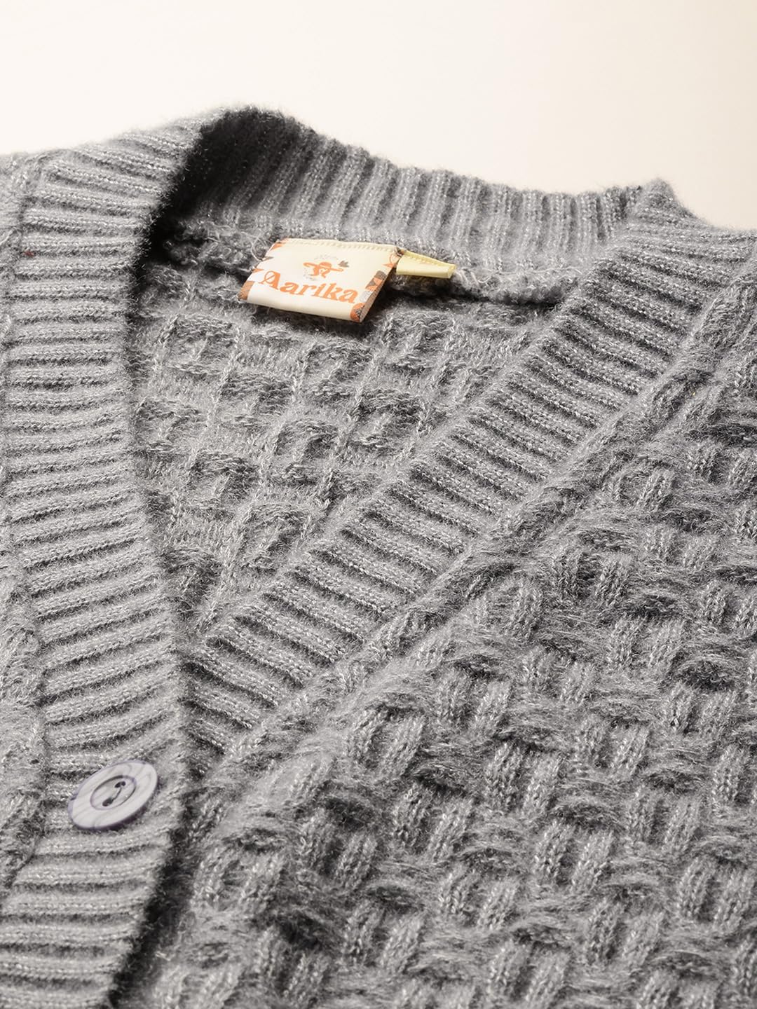 Aarika damski sweter rozpinany jednokolorowy brązowy