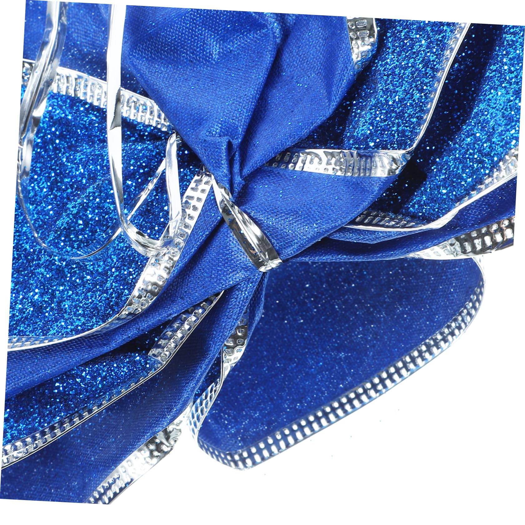 5piezas Lazo De Cinta Navideño Brillante Lazos para Árbol De Navidad Adornos De Obsequio Nudo Cinta Azul para Decoración De Navidad