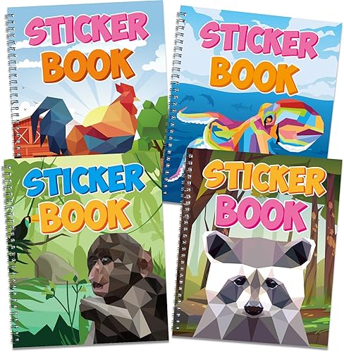 4 calcomanías por números, libros de granja, selva, bosque, océano, animales, flores, frutas, libros de pintura con calcomanías, manualidades para