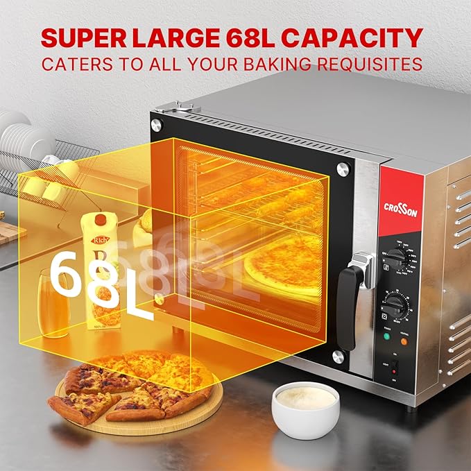 Horno de convección comercial CROSSON 68L, 4 niveles, 1800W miniatura 3