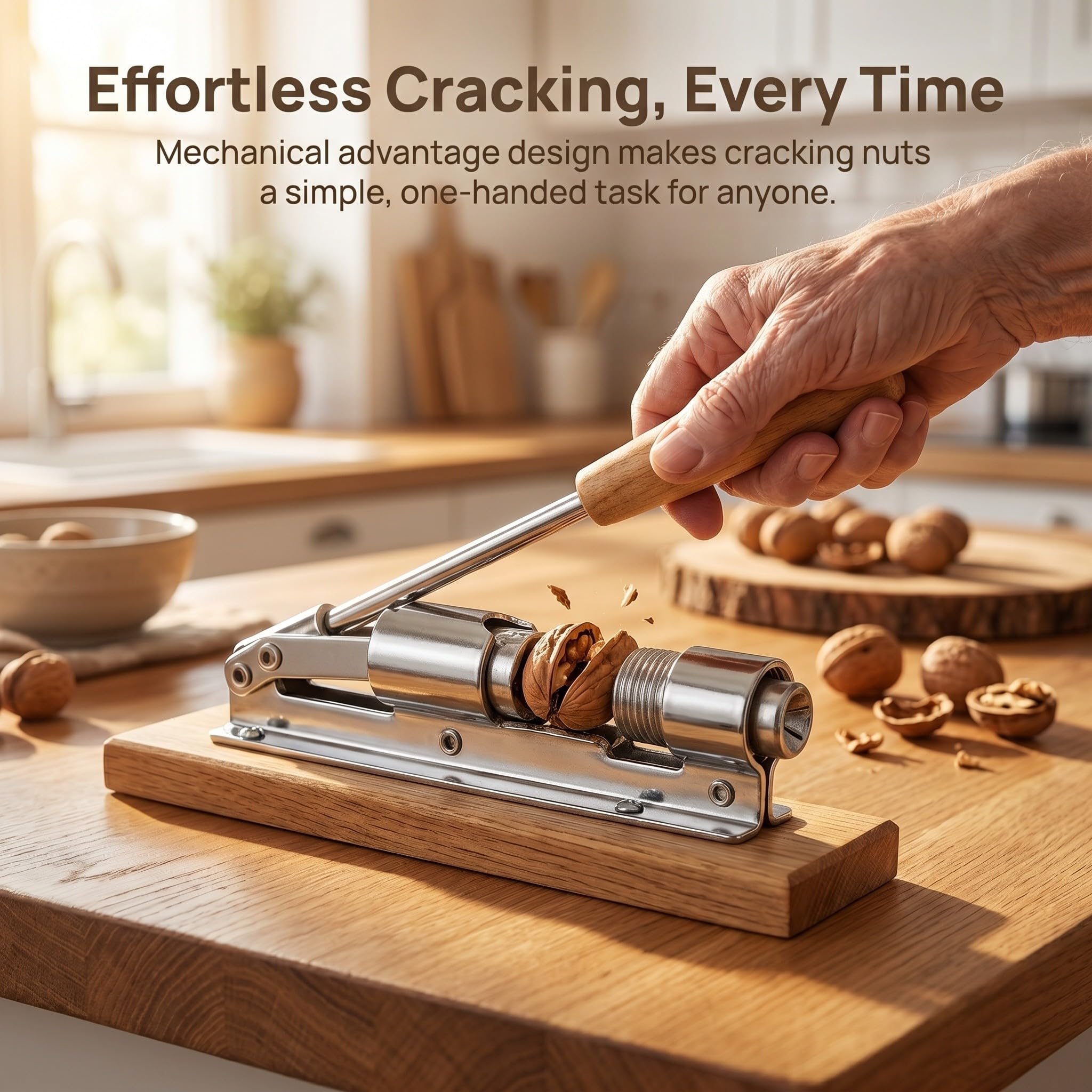 minkissy 2 Pièces Casse-Noix avec Poignée Ergonomique Acier Inoxydable Mécanique Robuste pour Casser Noix Amandes et Noisettes Cuisine Facilement