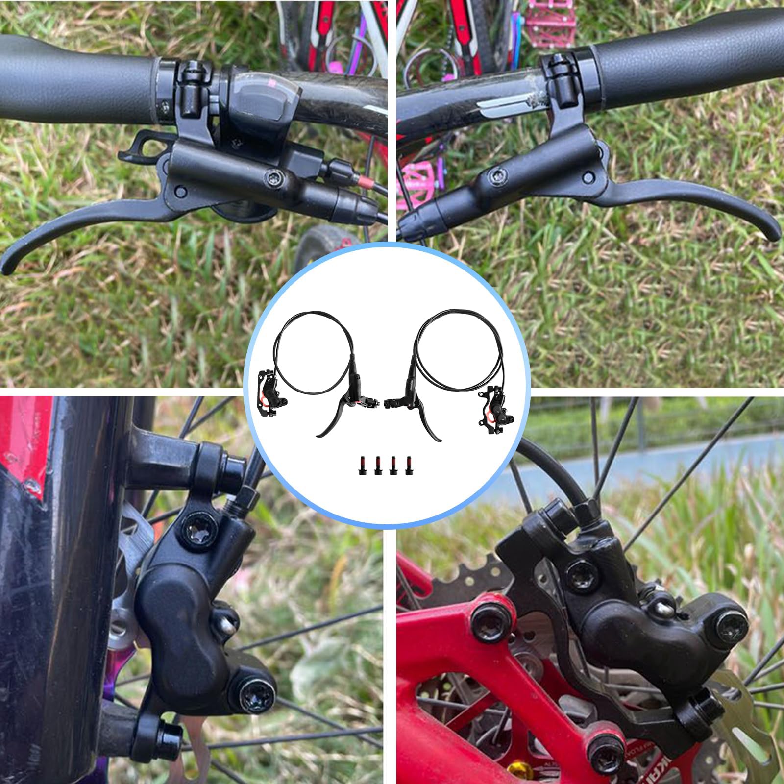 Juego de Frenos de Disco hidráulicos para MTB con 2 pistones, manetas de Freno de Aluminio, latiguillos de 800 mm Delante y 1550 mm detrás, para MTB, Bicicletas de montaña y de Carretera