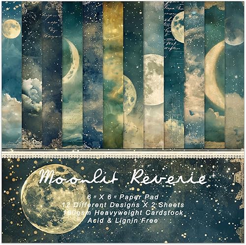 Vista 17 de Bloc de Papel para Scrapbooking Blue Sea - 24 Hojas de 6 Pulgadas con Patrones Estéticos Decorativos para Collage Decoupage Envoltorio Suministros