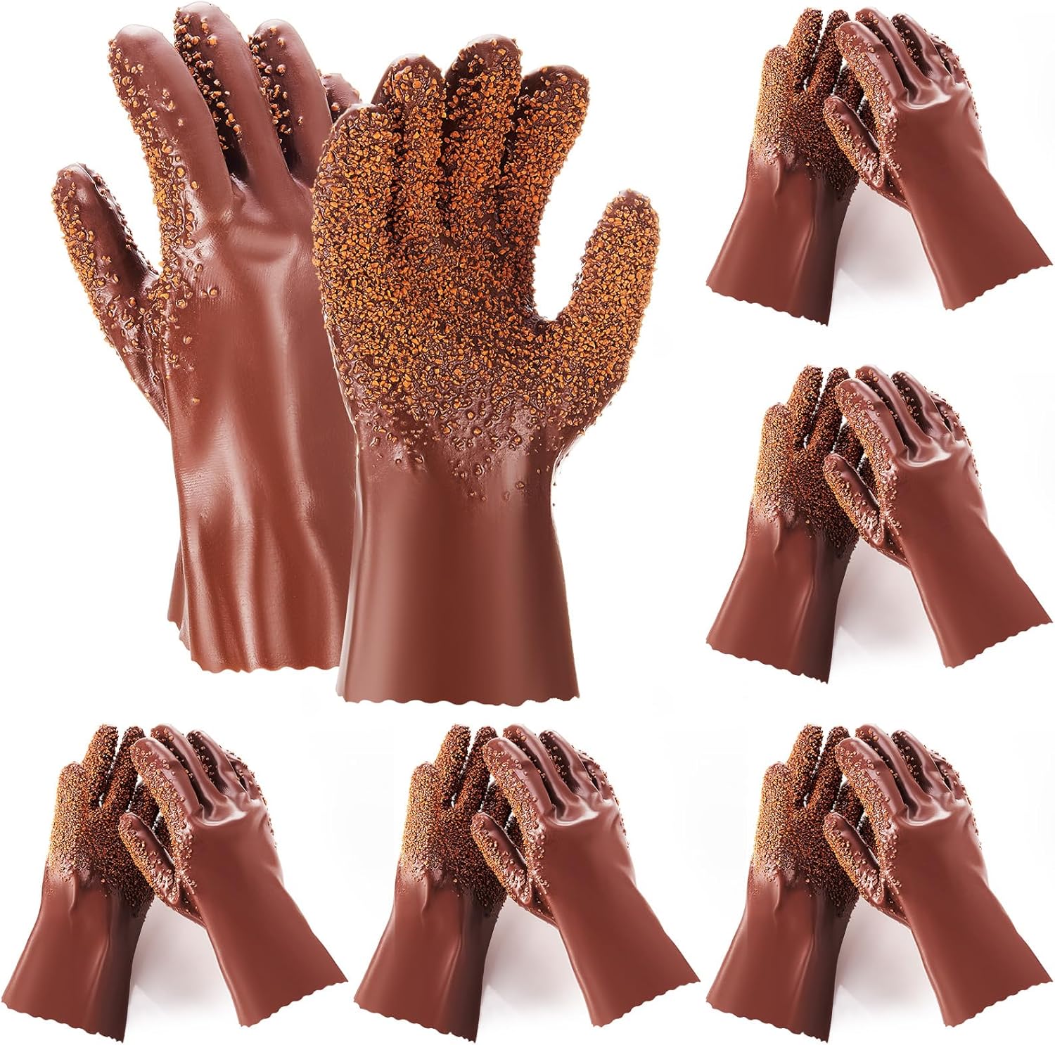 Teenyyou 4 Pairs Sewer Snake Gloves Non Slip and Reusable PVC Sewer Abrasion Resistant Drain Cleaning Waterproof Safety Plumbing Snake Gloves for Men Women Plumber Tools (Black,Regular)