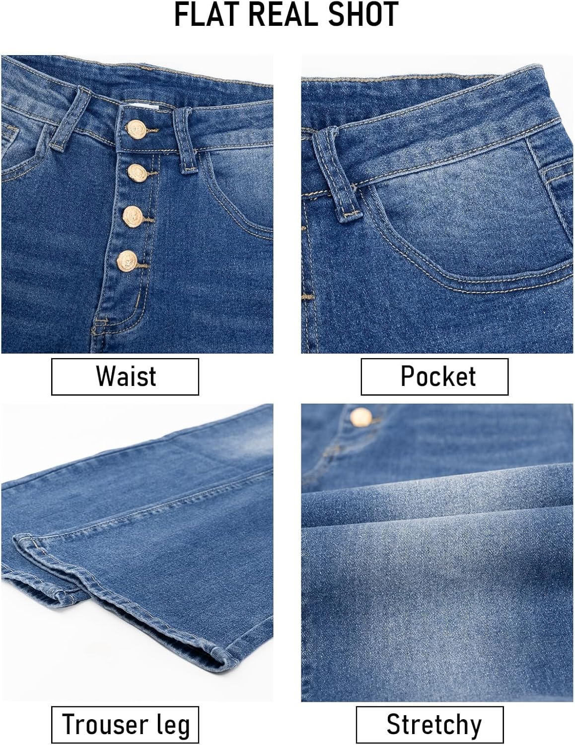 High Waisted Bootcut Jeans for Women Plus Size & Stretchy Boot Cut Womens Jeans High Rise with a 4 Button Closure - Image 4