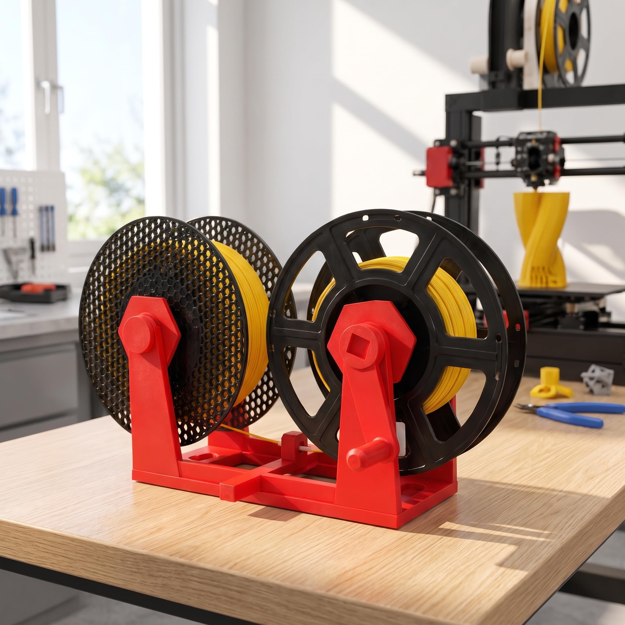 Ręczny nawijacz filamentu do druku 3d, z szpulą 1 kg, owijanie płynem, podwójna struktura szpuli, do materiałów eksploatacyjnych do drukowania 3D, nici lutowniczych i nici do szycia