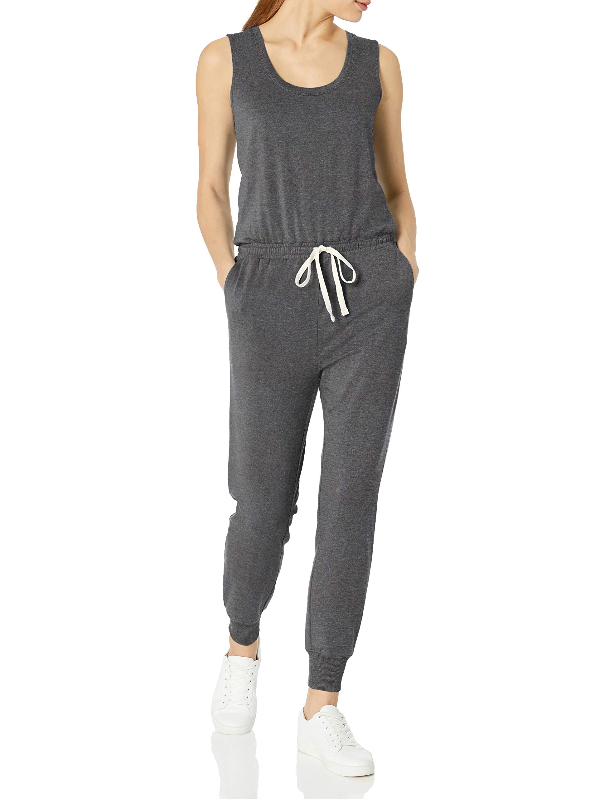Amazon Essentials Women's Studio Terry Jumpsuit (Available in Plus Size), Charcoal Heather, L