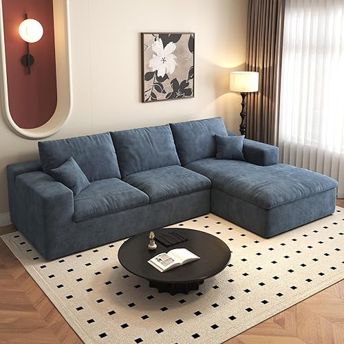 Sofá modular en forma de L de 107 pulgadas, moderno sofá de nube modular de felpilla de 4 asientos con almohada para sala de estar, dormitorio,