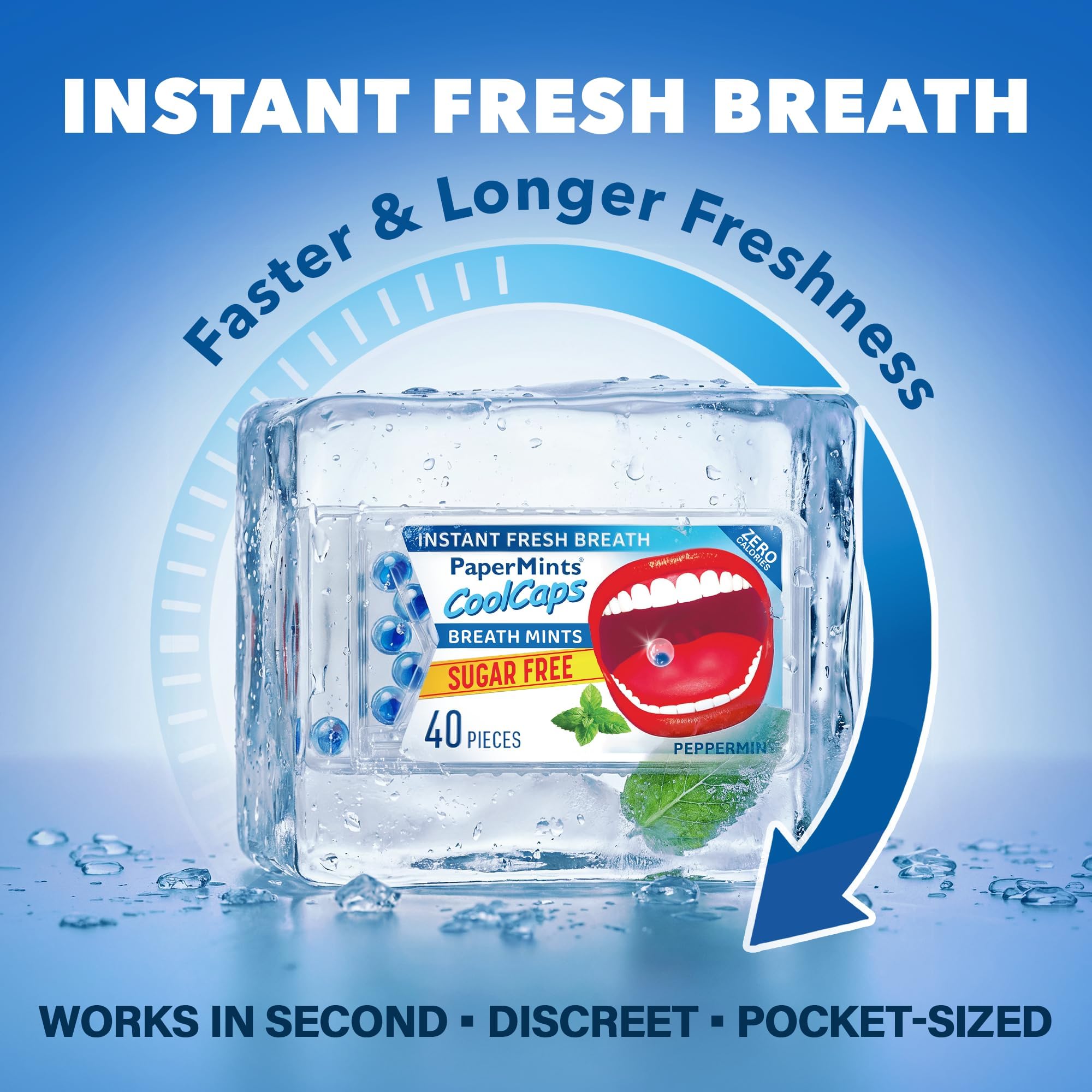 Papermints CoolCaps - Caja de mentas frescas instantáneas para el aliento, paquete de 40 x 4, ambientador y tratamiento para el mal aliento para adultos, tratamiento de halitosis, limpia y refresca tu