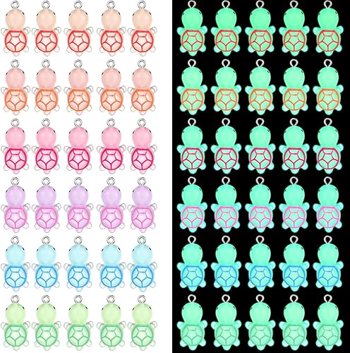 Thyle Mini dijes de tortuga de resina que brillan en la oscuridad, colgantes luminosos de tortuga, mar, dijes de animales para manualidades,