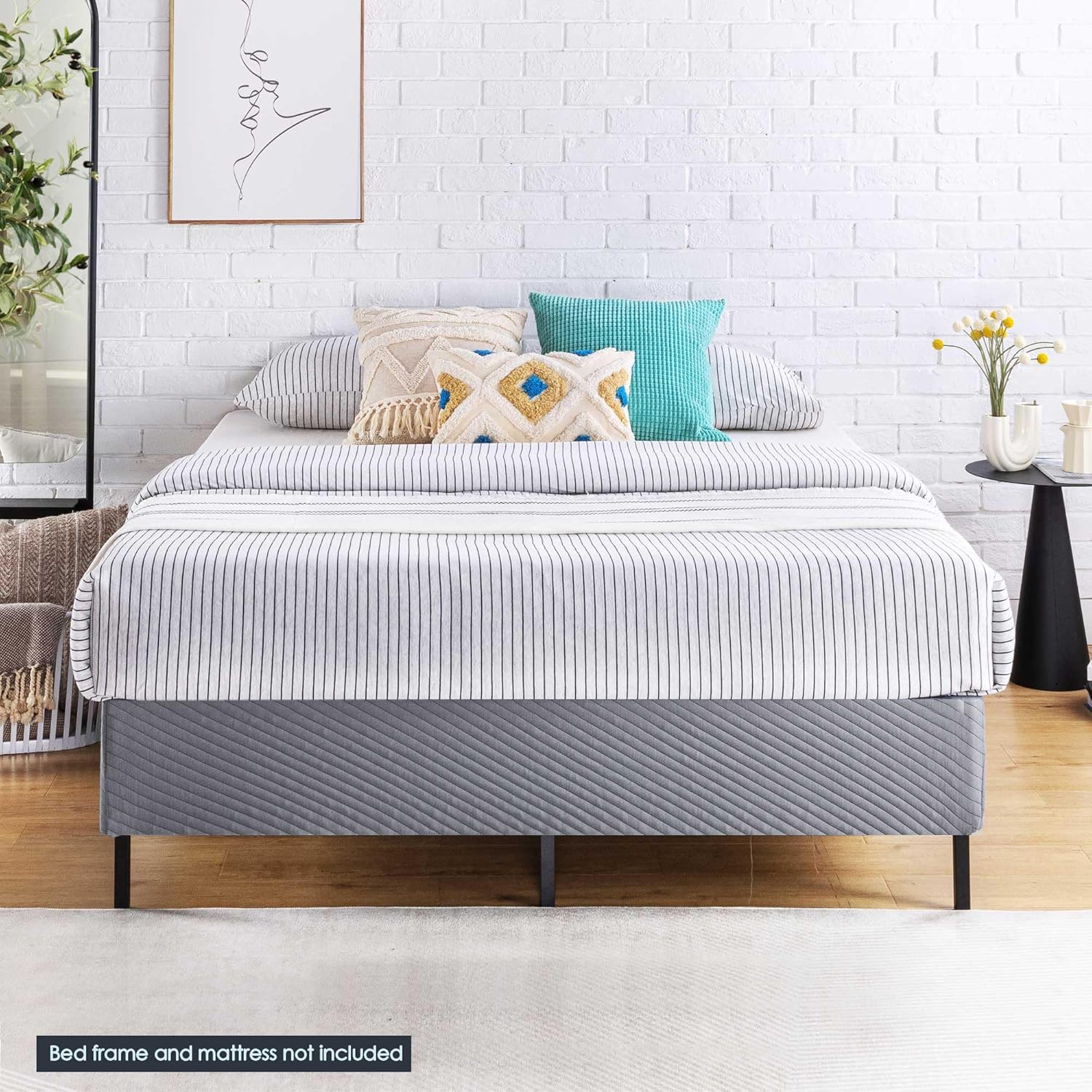 Best Price Mattress King Box Spring, 9" High Profile with Heavy Duty Steel Slat Mattress Foundation Fits Standard Bed Frame, King Size