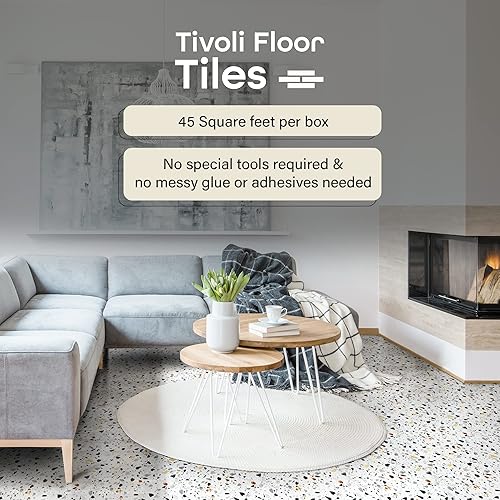 Miniatura 50 de Tivoli - Azulejos de vinilo autoadhesivos, 45 azulejos de 12 x 12 pulgadas, madera gris ceniza, despegar y pegar, suelo de bricolaje para cocina