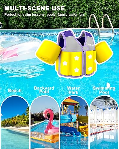 Miniatura 8 de Chaleco de natación para niños pequeños de 20-30-50-70 libras, flotadores de piscina para niños de 1-2-3-5-7-9 años, cómoda chaqueta flotante