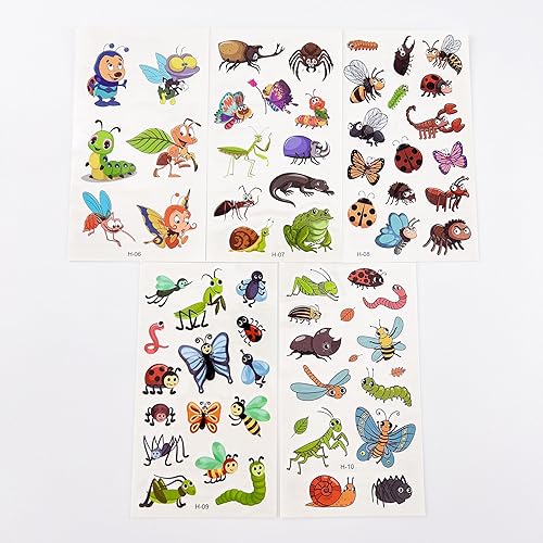 Miniatura 5 de 10 hojas de tatuajes temporales de dibujos animados para niños y niñas, suministros de recuerdo de fiesta, relleno de bolsas de golosinas (tatuajes