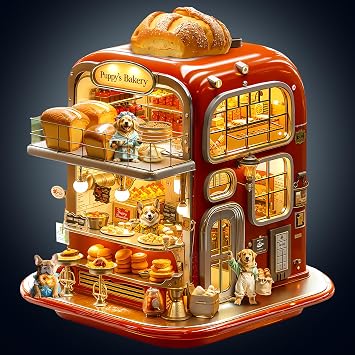 WOODBESTS Wooden Puzzles for Adults95 Pieces-8.5 * 7.8in Puppys Bakery Wood Puzzles Adult-Unique Shape Wooden Jigsaw Puzzles with Wooden Storage Box-Personalized Gifts for Puzzle Lovers