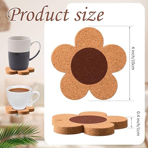 Miniatura 2 de 24 posavasos gruesos de corcho para bebidas de 4 pulgadas, absorbentes y reutilizables, posavasos de madera rústica para café, taza de vino,