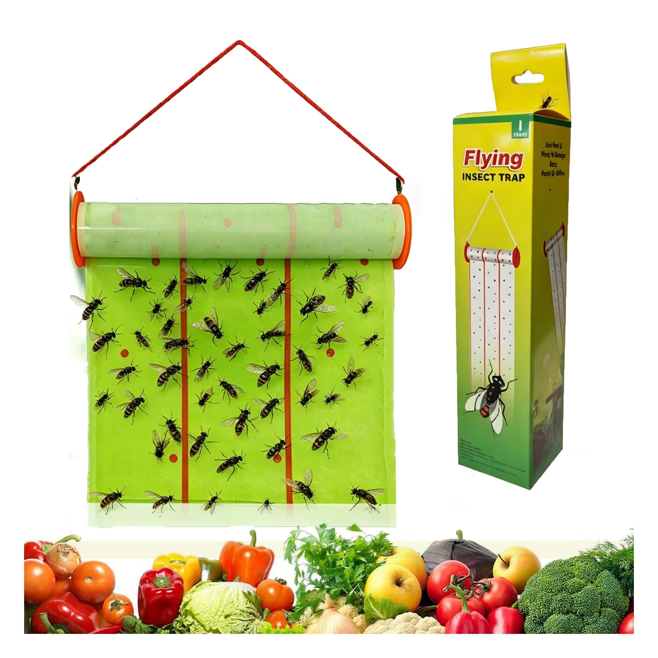 16Rolle fliegenrolle,fliegen klebefalle giftfrei,Innen/Außen Gelb-breit | Fliegenfänger,Insektenfalle,Hohe Klebekraft fängt Fliegen,Insekten;wasserfest,ökologisch,einfach aufhängbar für Garten,Stall