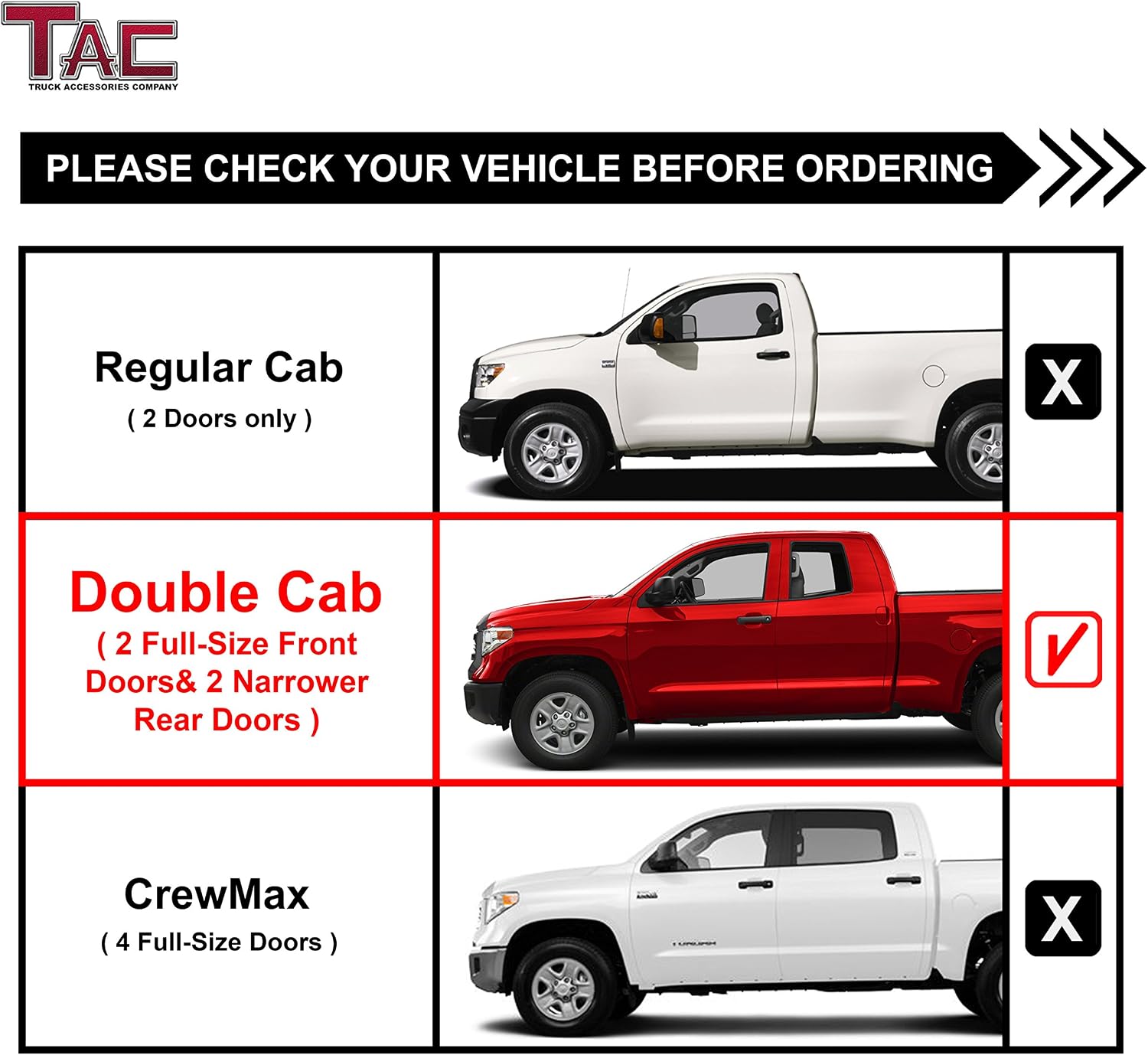 TAC Side Steps Fit 2007-2021 Toyota Tundra Double Cab Truck Pickup 3 inches Stainless Steel Side Bars Nerf Bars Running Boards Rock Panel Off Road Exterior Accessories (2 Pieces Running Boards)