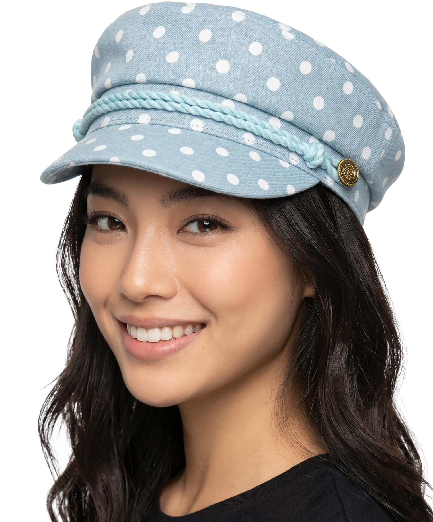 Funky Junque Greek Fisherman Newsboy Cap, Cotton Captains Bakerboy Hat
