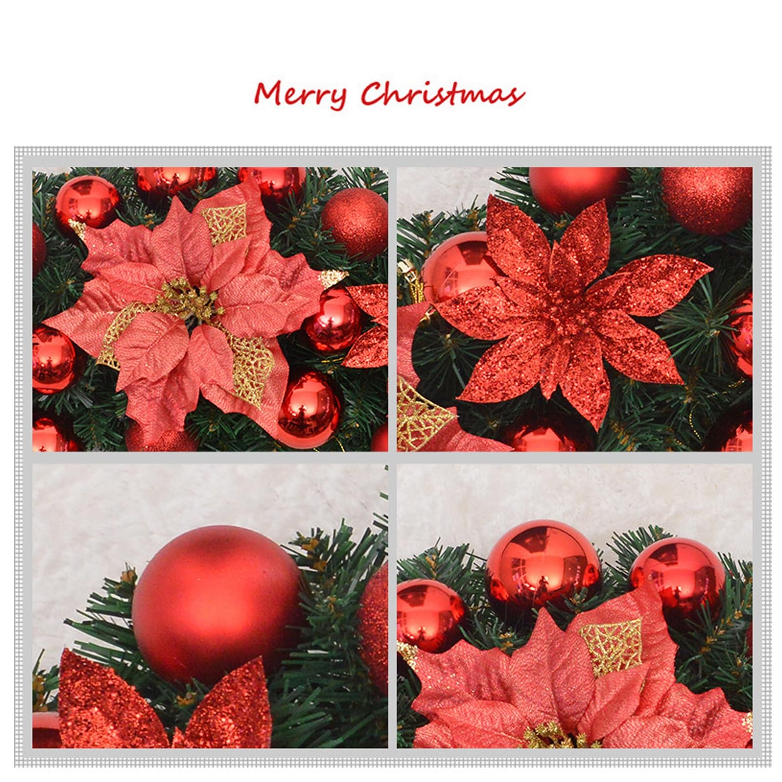 Guirnaldas navideñas Artificiales y tupidas, Decoraciones for Chimenea, decoración navideña en la, Puerta Delantera, Interior Exterior, sin Cadena de luz(Red,120cm/47.2in)