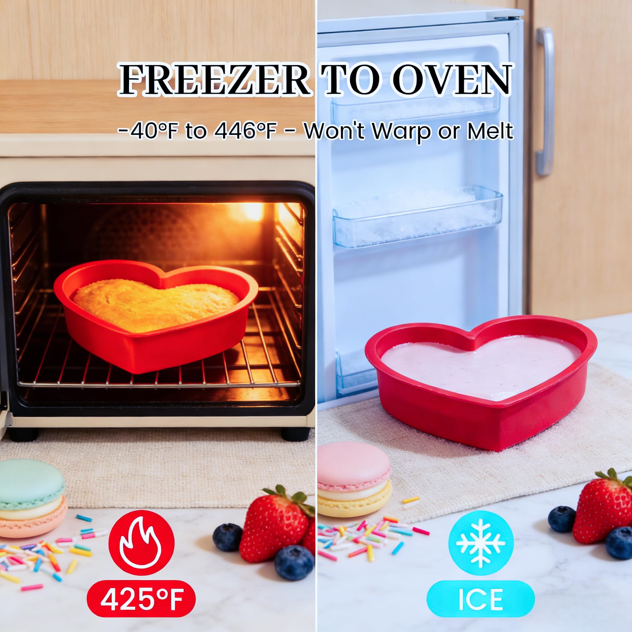 Molde de silicona antiadherente con forma de corazón, molde de silicona de grado alimenticio de 10 pulgadas, apto para horno y microondas, perfecto para hornear pasteles, pan, chocolate y tartas de