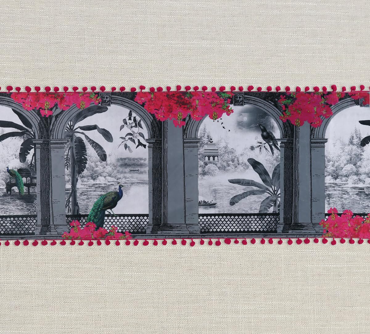 India Circus by Krsnaa Mehta Royal Hues Printed Micro Velvet 4 Seater Table and Bed Runner (56 x 14 inches) 3