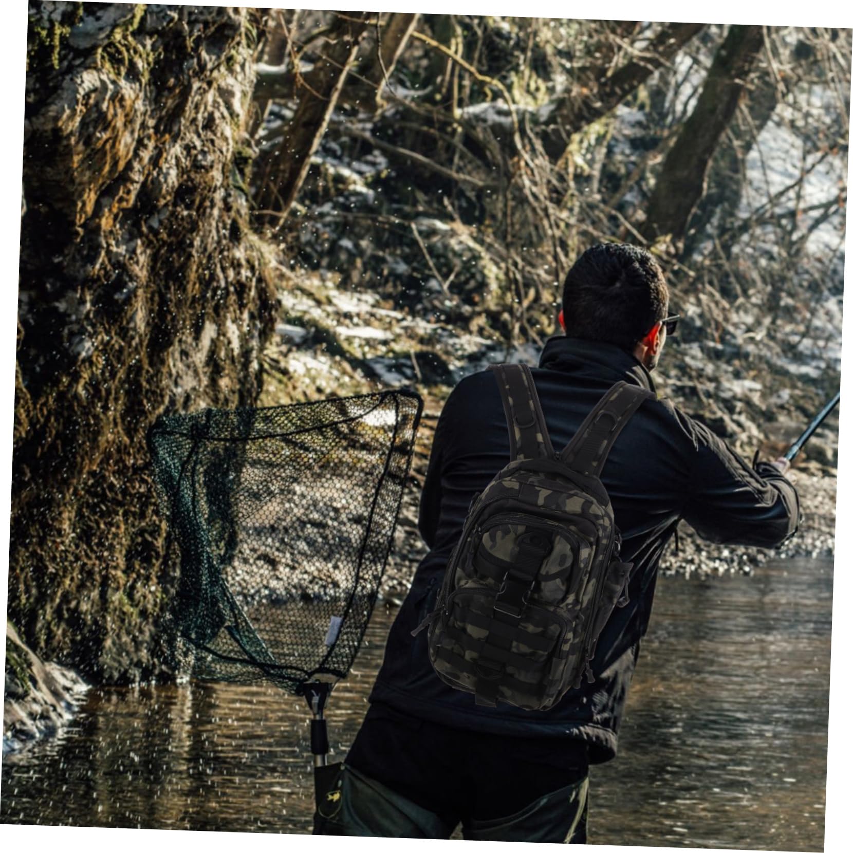 Abaodam Angeltasche für Herren Tragbarer Tackle-rucksack Wasserdichtes Design für Angeln und Wandern Großes Fassungsvermögen für Ausrüstung und Outdoor-bekleidung Robust aus Polyester
