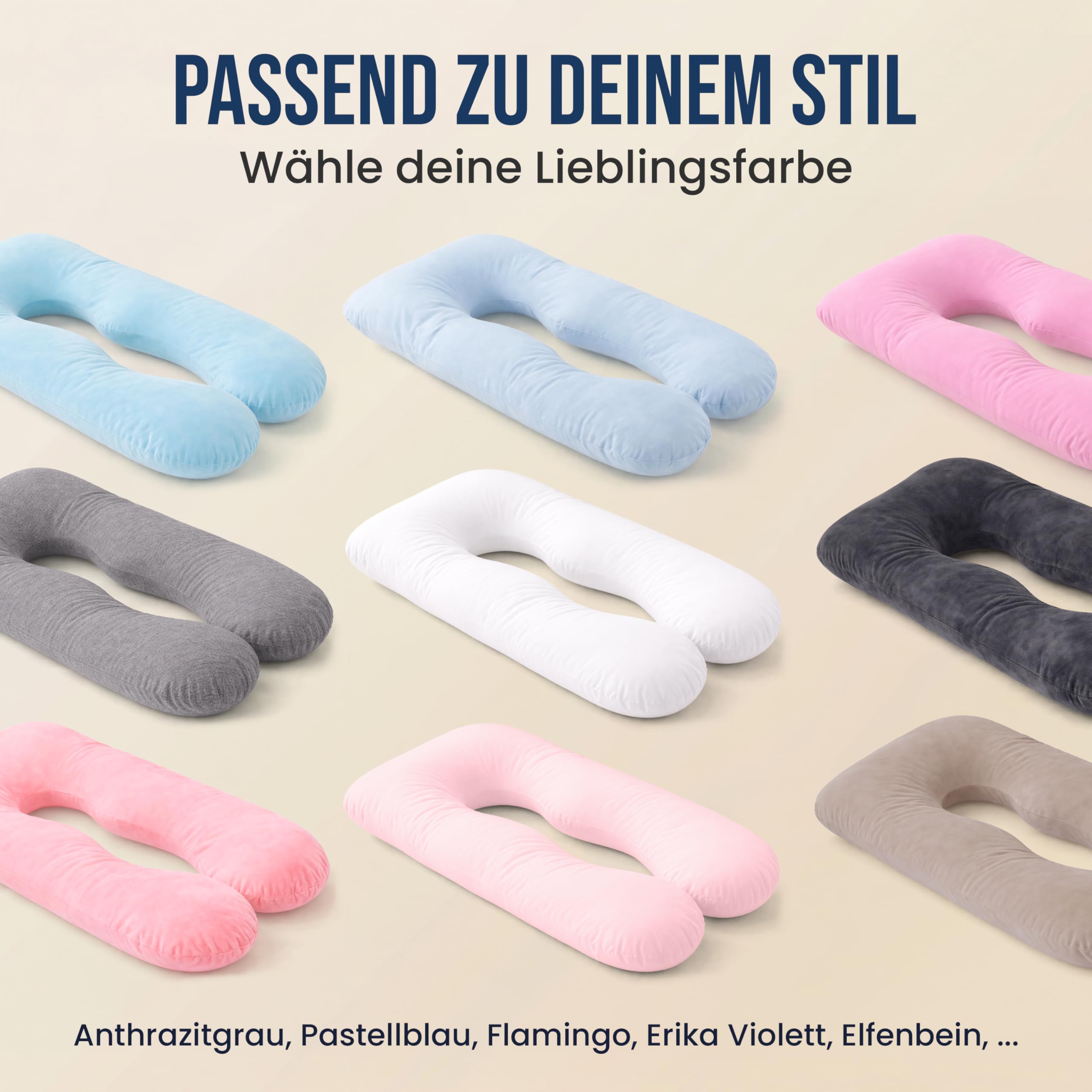 Seitenschläferkissen mit Bezug waschbar Flexible Füllung Stillkissen XXL Pregnancy Pillow Schwangerschaftskissen