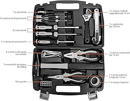Amazon Basics 32 Piece Household Tool Set, Black/Grey