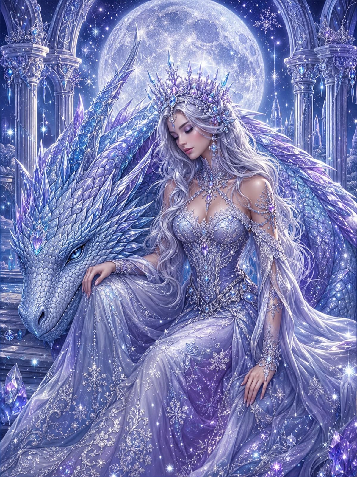 CAYLEKI 5D Crystal Dragon Diamond Painting Kit with Sparkling Round Diamonds for DIY Craft 30x40cm - Complete Art Set for Adults, Fantasy Wall Decor, Creative Hobby Gift, Full