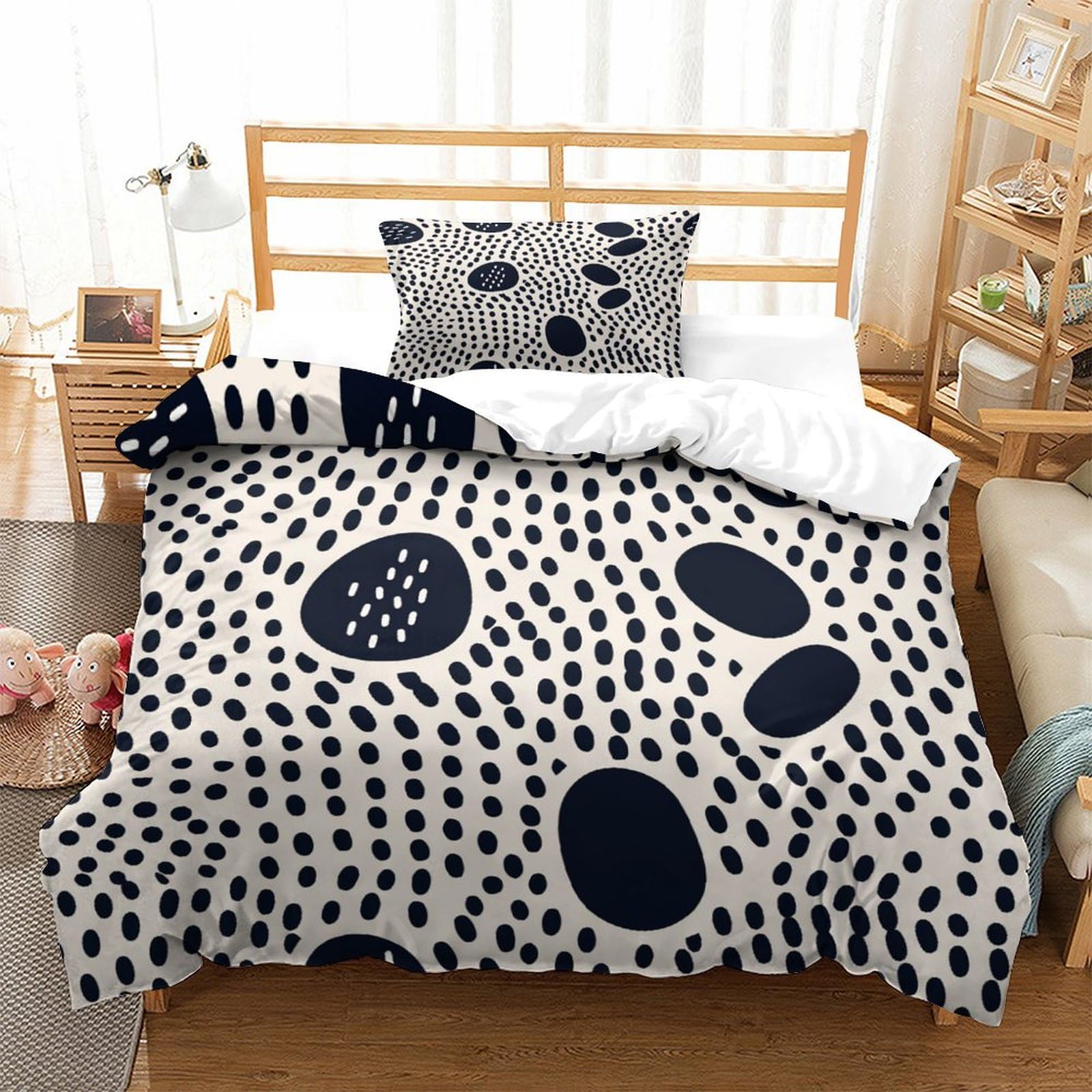 P1S9U7W5Y Minimalist Dot 3D Printed Duvet Cover Set 3pcs Microfiber Abstract Dot Bedding Set Single