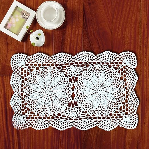 Amazon Rain Queen ドイリー おしゃれなレース編みコースターホワイト 手編み テーブルクロス マルチカバー 田園風 レース編み ドイリー 花瓶敷き 2枚入り テーブルクロス オンライン通販