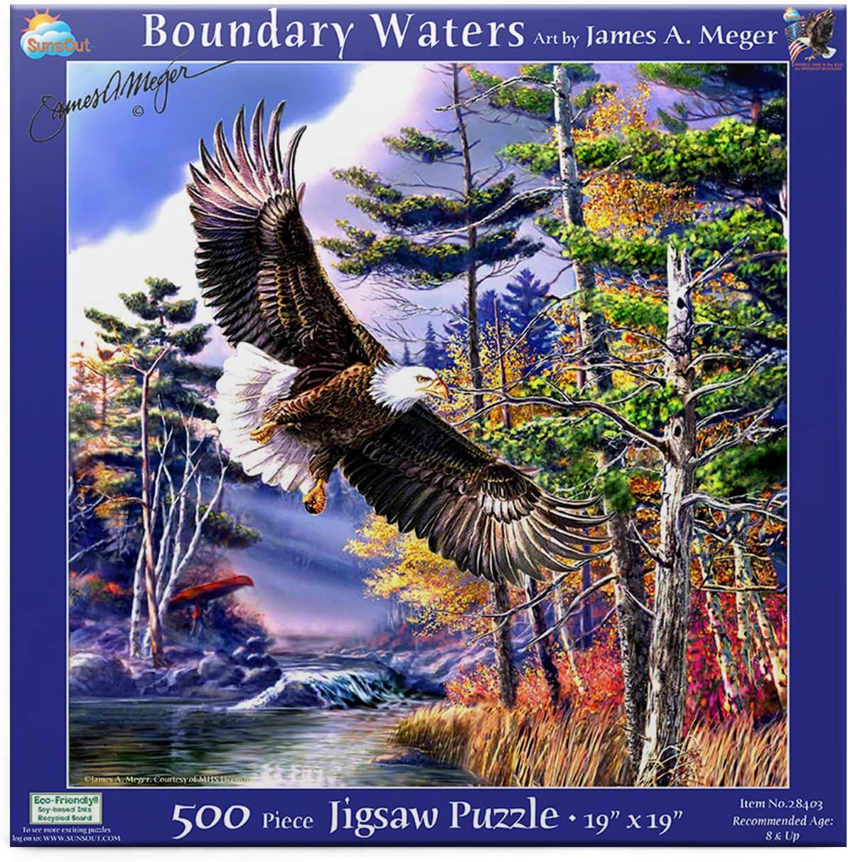 SUNSOUT INC - Boundary Waters - 500 pc Jigsaw Puzzle by Artist: James Meger - Finished Size 19" x 19" - MPN# 28403