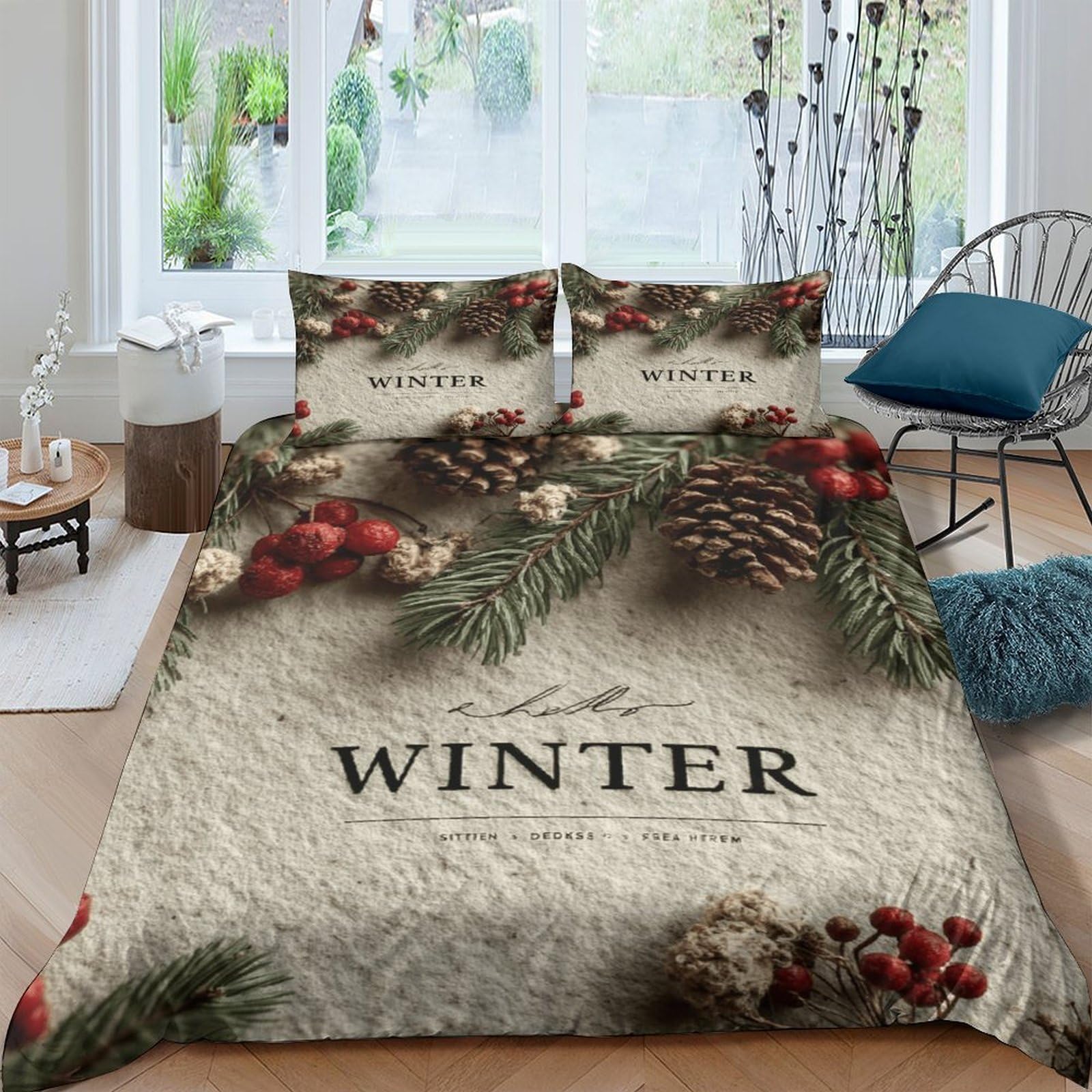 Ctjqhvkz Style-8 3D Printed Pine Cone Branch Fitted Sheet Microfiber Soft Holiday Berry Bed Cover For Bedroom Guest Room Decor Single（135X200cm）