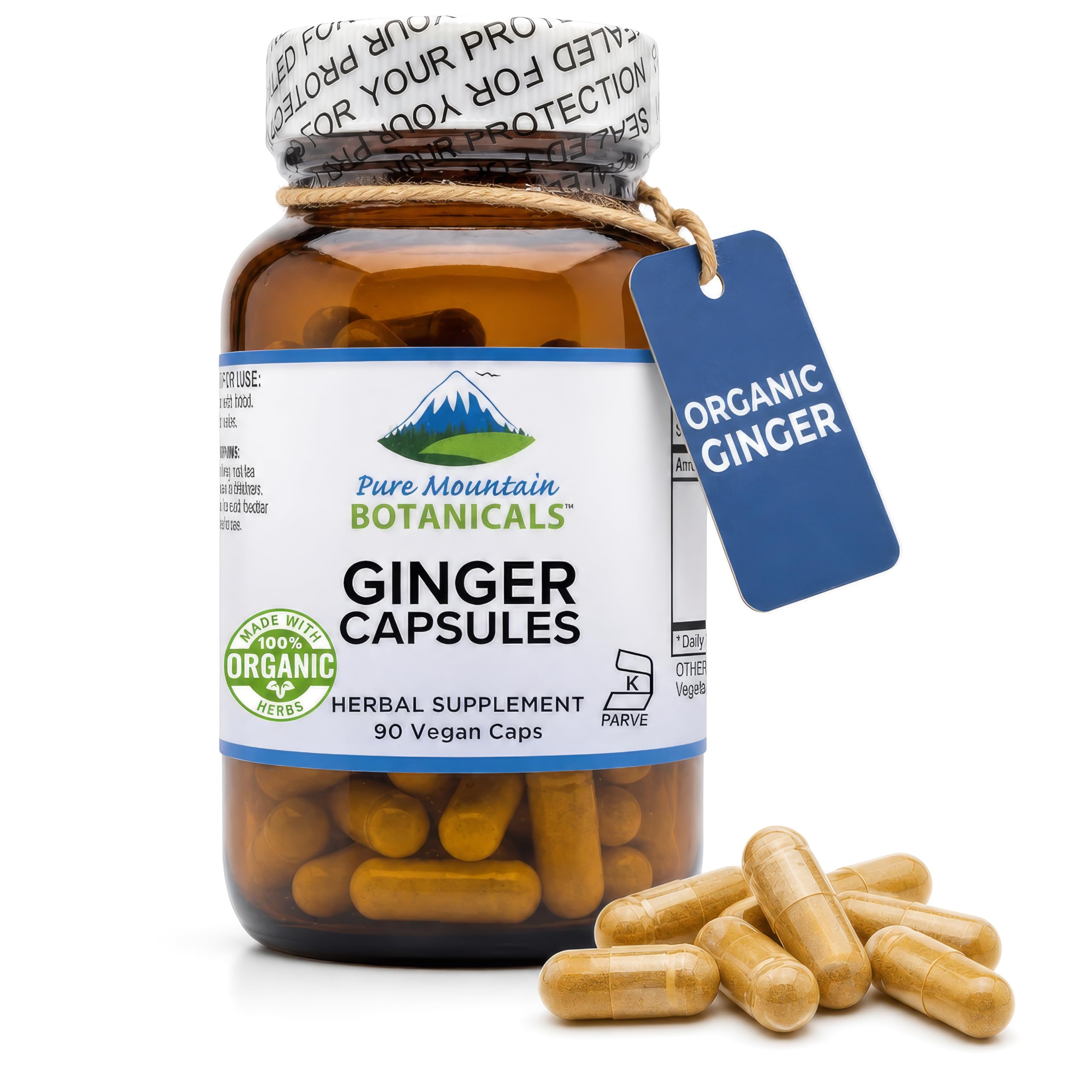Pure Mountain Botanicals Ginger Capsules - 1000mg Organic Ginger Root