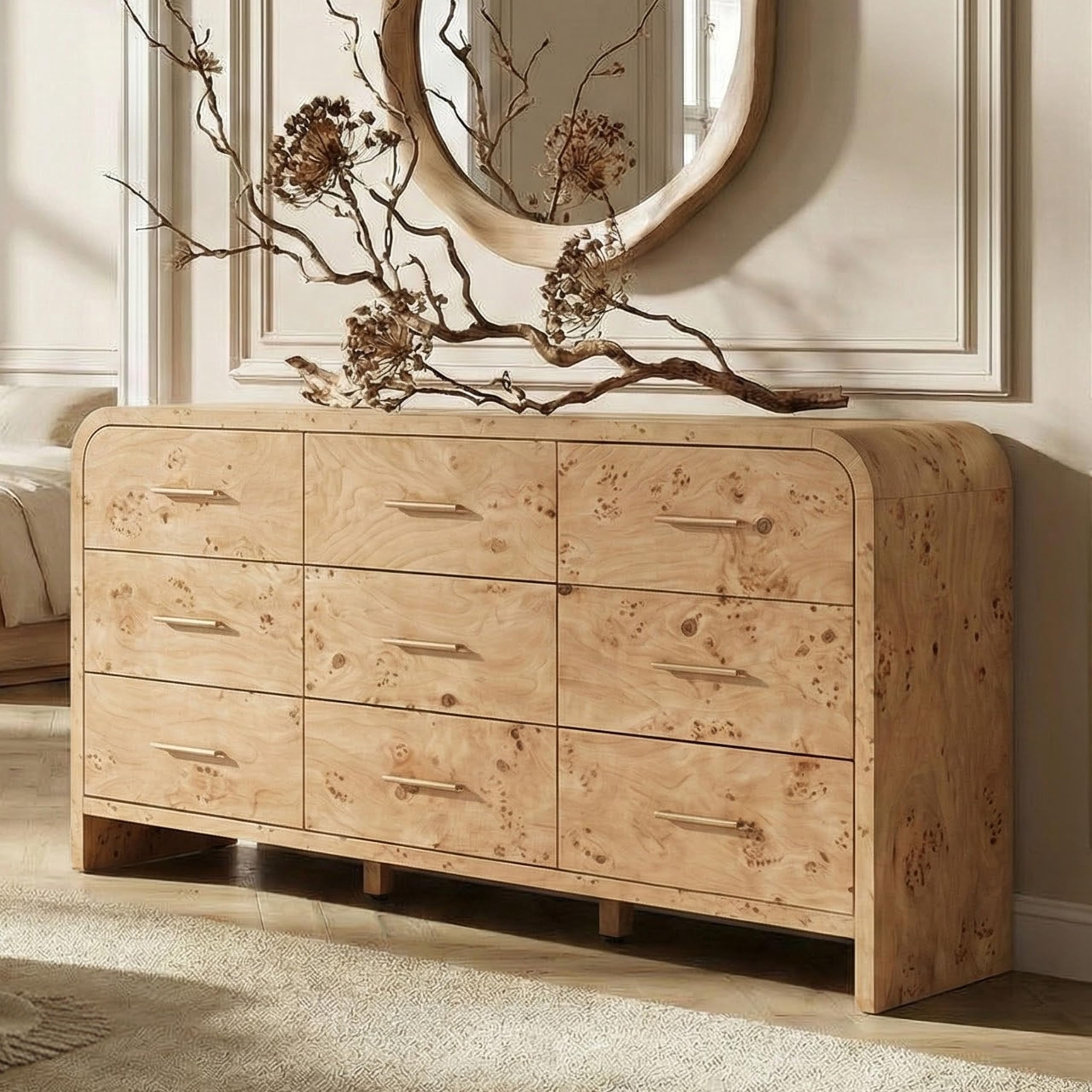 EliteSet 9-Drawer Burl Dresser