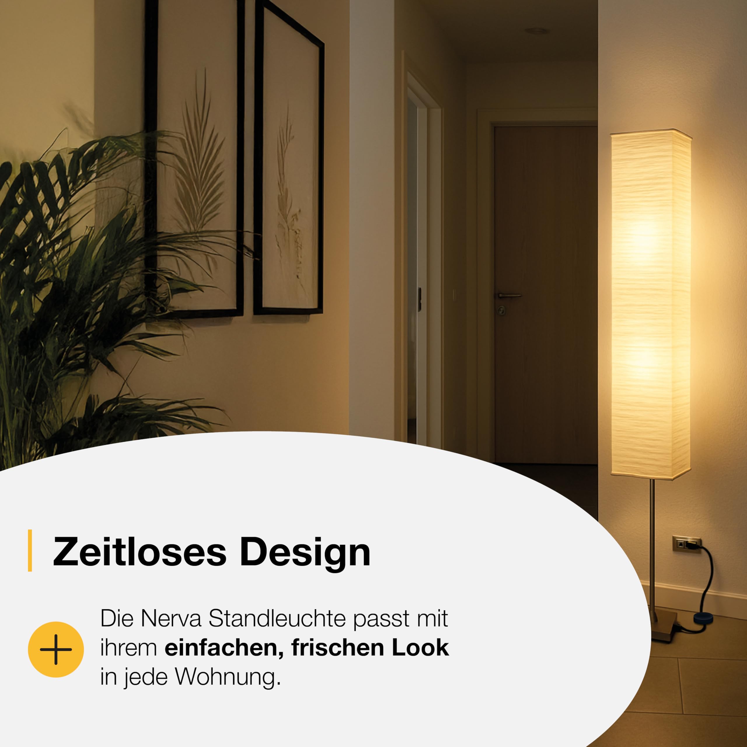 Brilliant Nerva lampa stojąca, 2-żarówkowa, 2 x E14 maksymalnie 40 W, metal/papier ryżowy, tytan/biały 92603/75