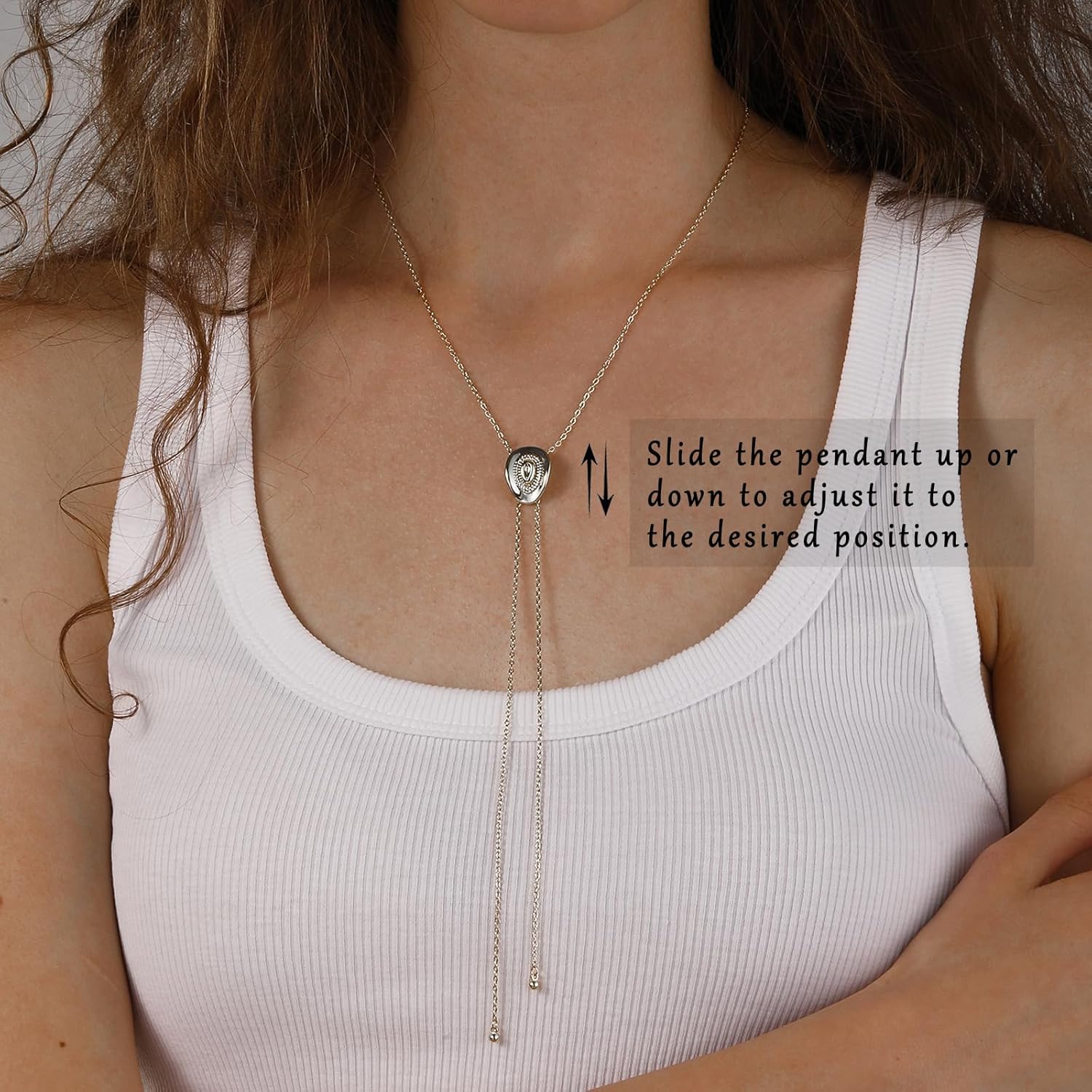 Western Cowgirl Hat Necklace for Women Gold Silver Dainty Bolo Tie Cowboy Necktie Accessories Small Charm Pendant Adjustable Long Chain Y Necklaces Trendy Country Jewelry Gifts - Image 3