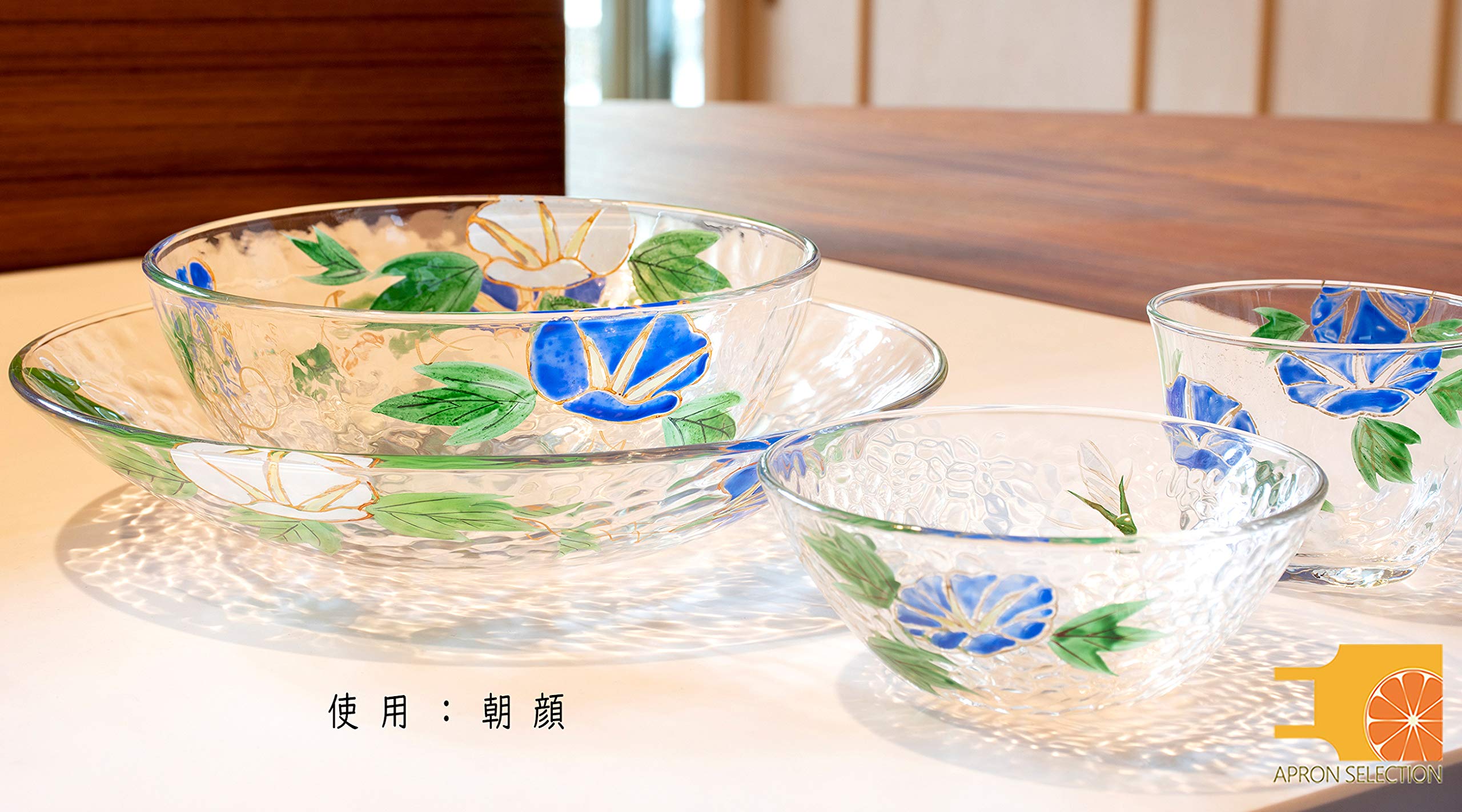 ガラス平茶碗　水面のかわいい風景　海峰作　【耐熱】 ガラス平茶碗水面のかわいい風景海峰作【耐熱】