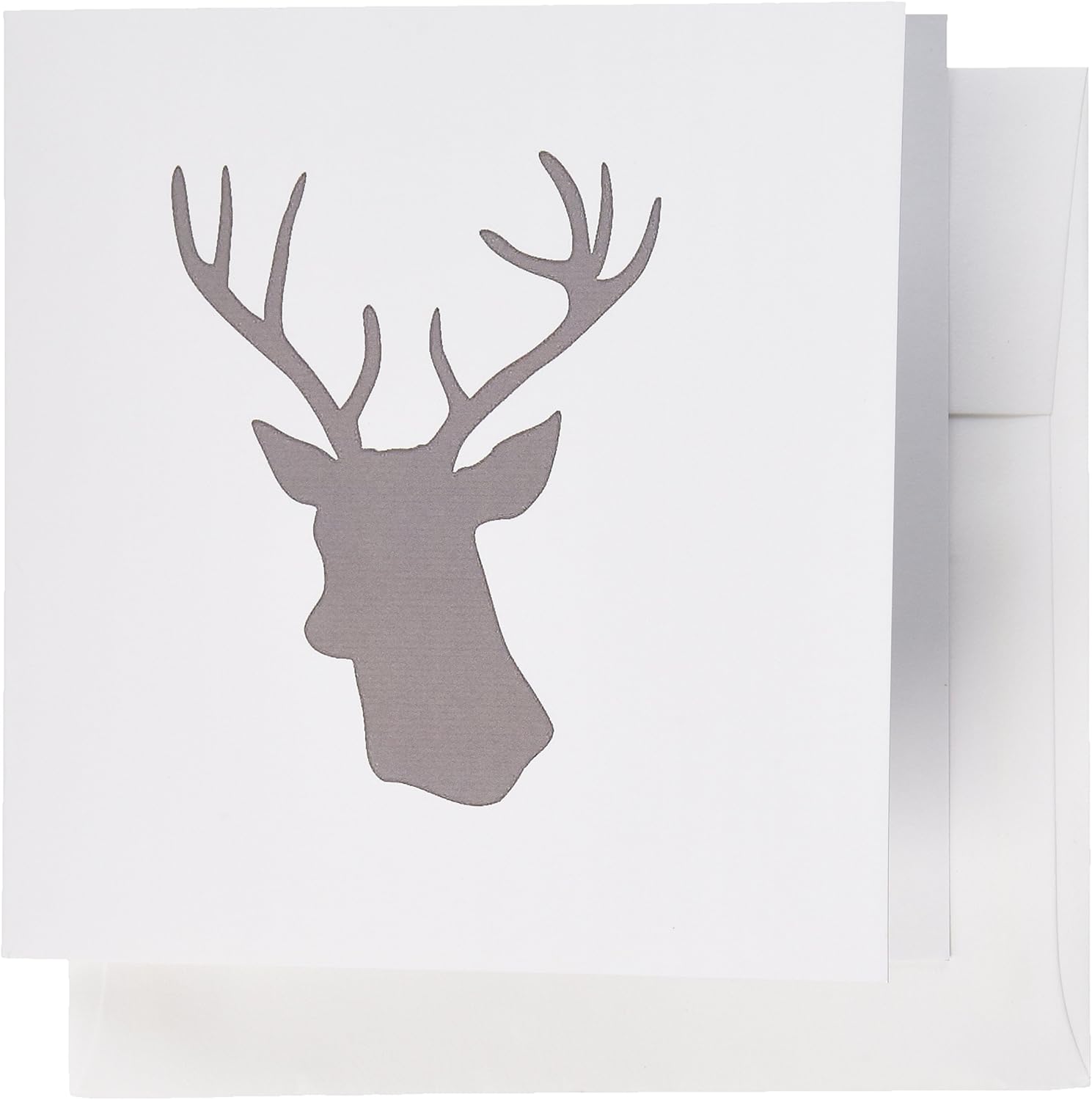 Amazon Co Jp Inspirationzstore鹿デザイン グレー鹿ヘッドシルエットonホワイト モダングレーstag With Antlers グリーティングカード Set Of 6 Greeting Cards Office Products