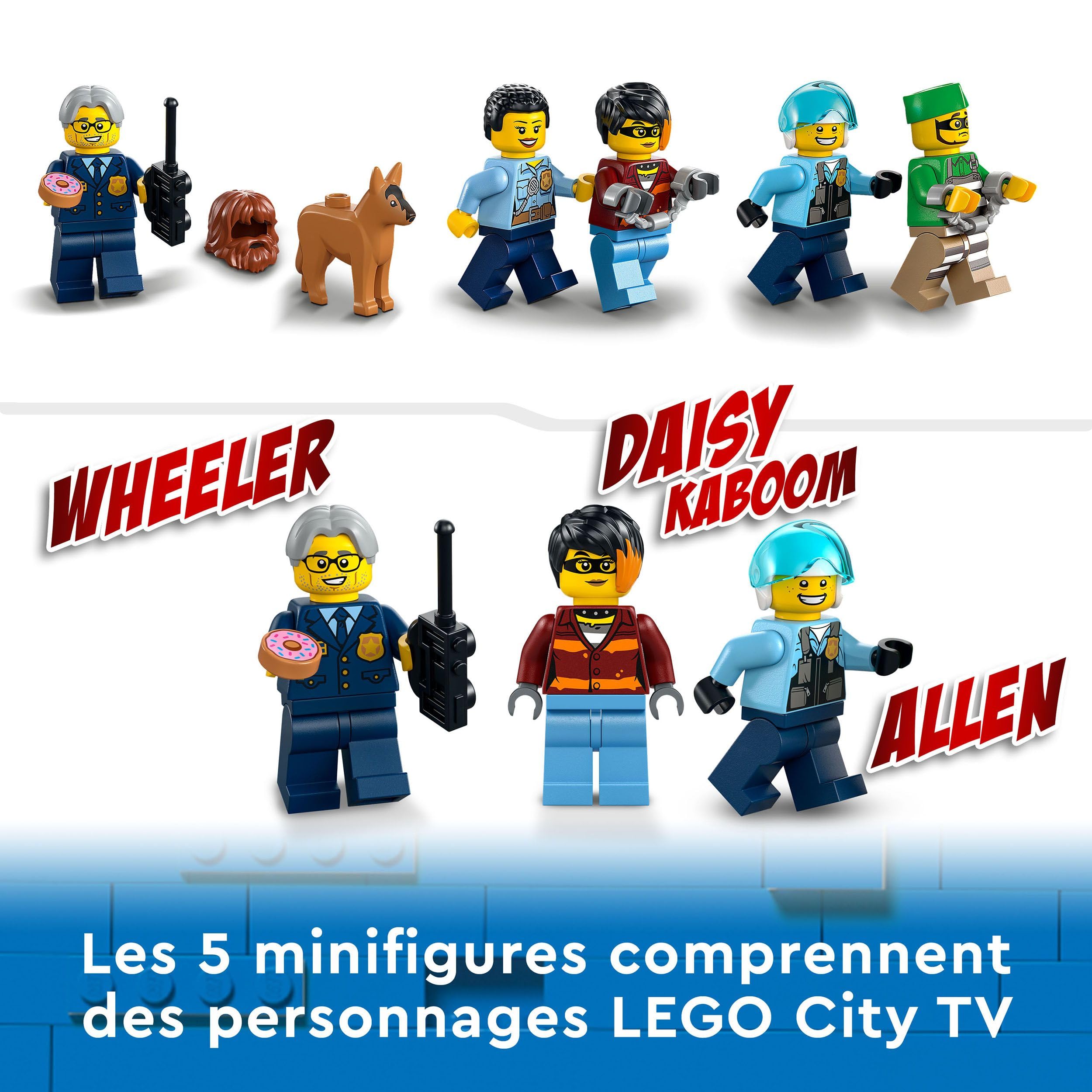 LEGO 60316 City Le Commissariat de Police, Jouet de Voiture, Camion de Poubelle et Hélicoptère, Figurine de Chien, pour Garçons et Filles de 6 Ans