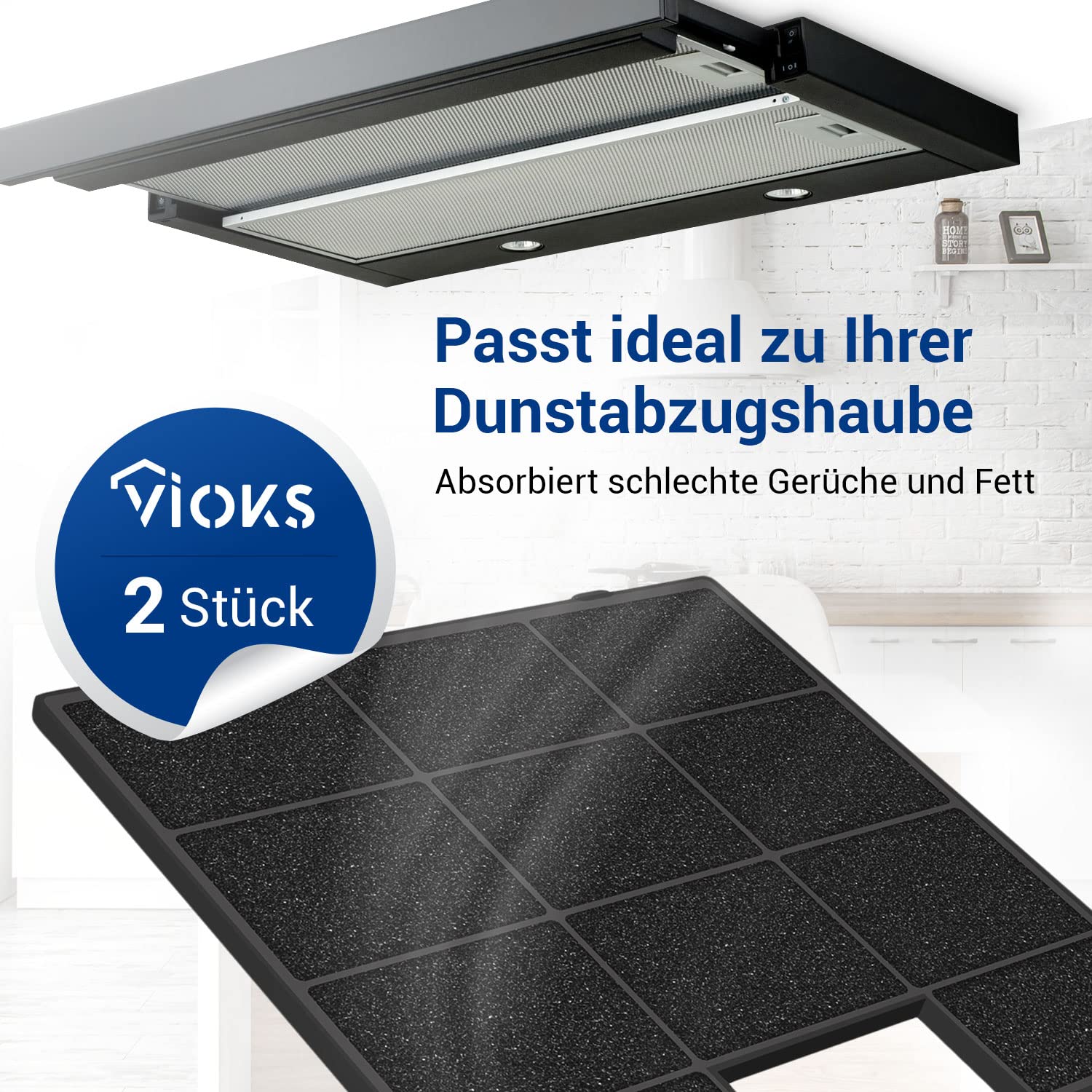 Juego de 2 filtros de carbón activo, filtro de aire de salida de campana, recortables, repuesto para Amica Bomann PKM KF 17142 KCC705 para filtro