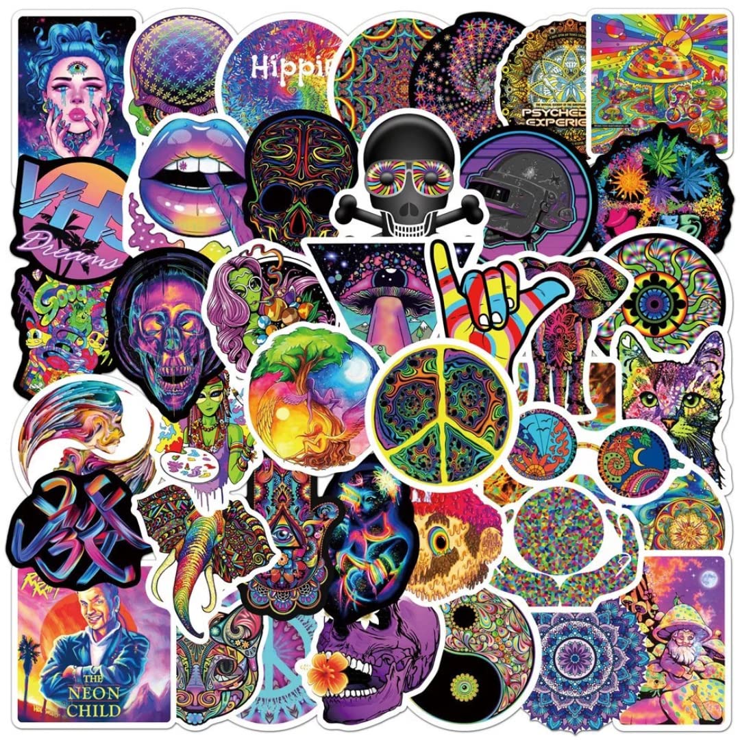 HNTR Psychedelic Stickers | 50 Trippy Hippie Sticker Pack โ image 1