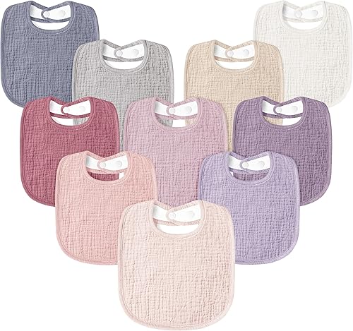 Baberos de muselina Susurration para bebé, paquete de 10 baberos tipo bandana ajustables y suaves para bebés unisex, niñas y niños