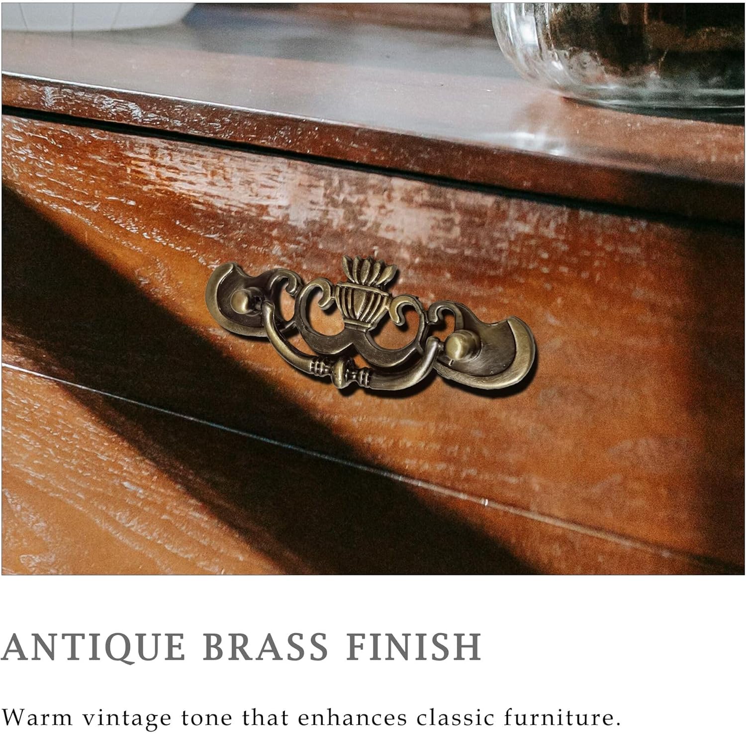 6 Pack Antique Brass Drop Bail Drawer Pulls, 2-1/2 Inch Hole Centers Vintage Cabinet Handles Decorative Furniture Hardware for Dresser, Cupboard, Wardrobe, and Drawer Restoration