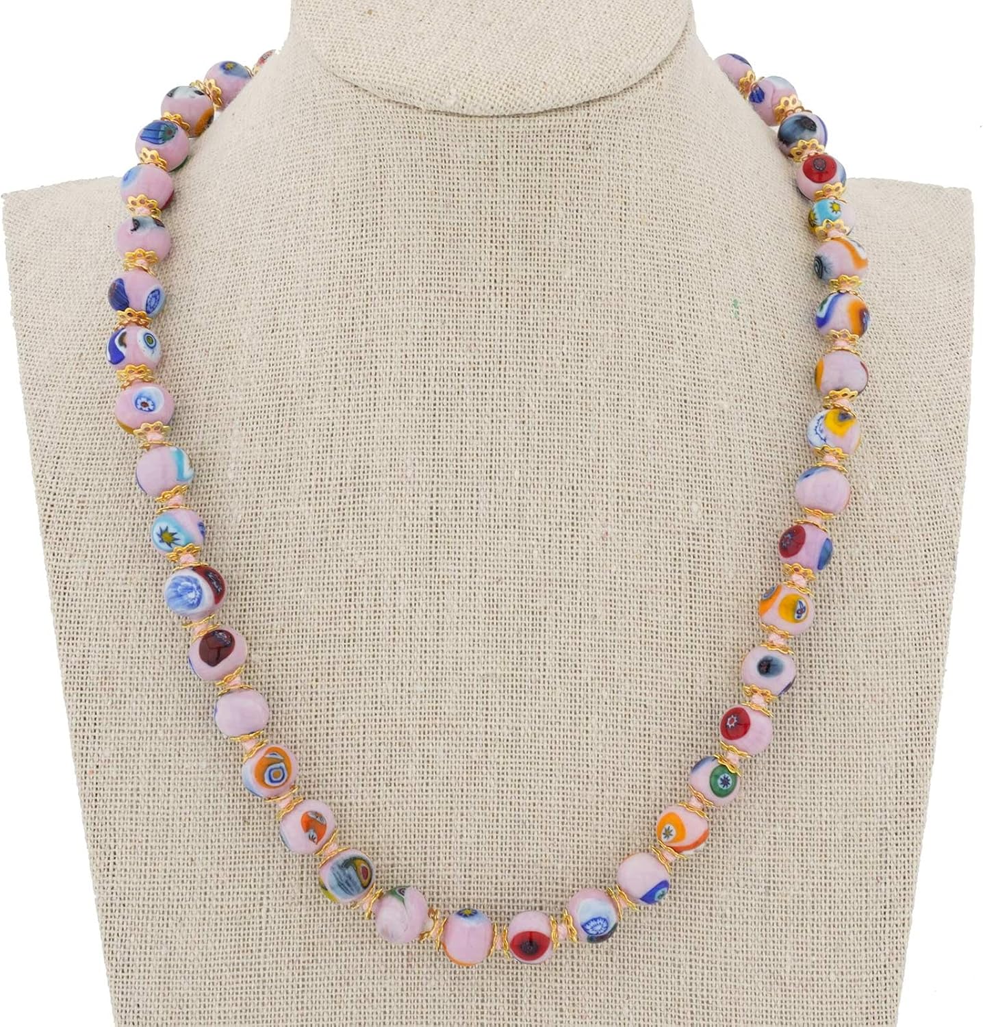 Glass Of Venice Murano Glass Mosaic Necklace - Pink