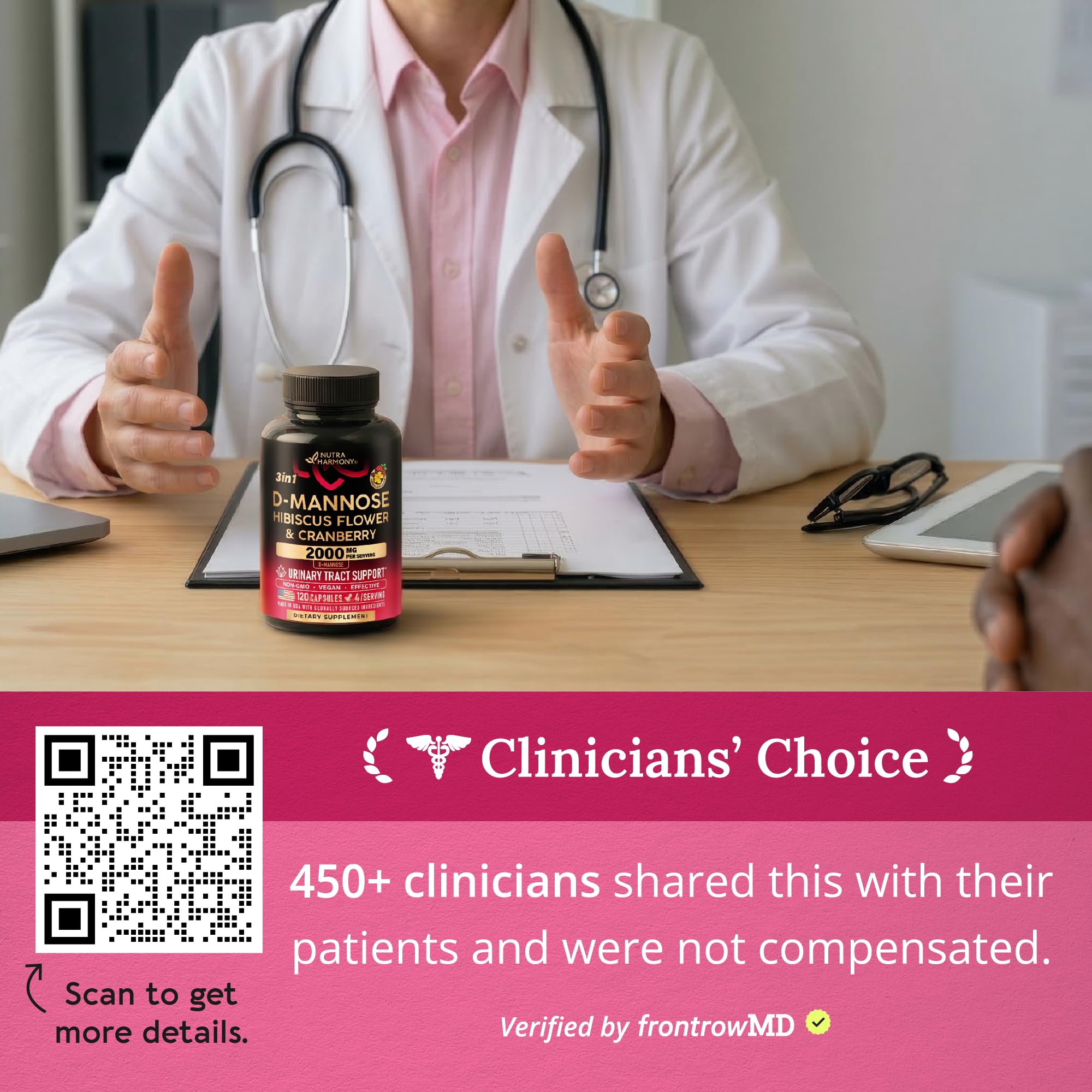 D-Mannose 2000mg w/ Cranberry & Hibiscus - Urinary Tract Health - 120 Caps — Amazon image 5