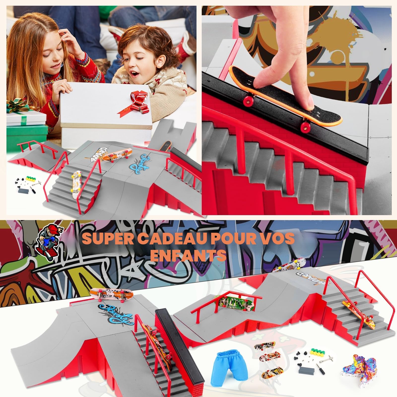 CS COSDDI Mini Rampe de Skateboard à Doigts, Rampe de Skate Park à Doigts, Rampe de Skateboard à Doigts pour Enfants, Cadeau d'anniversaire