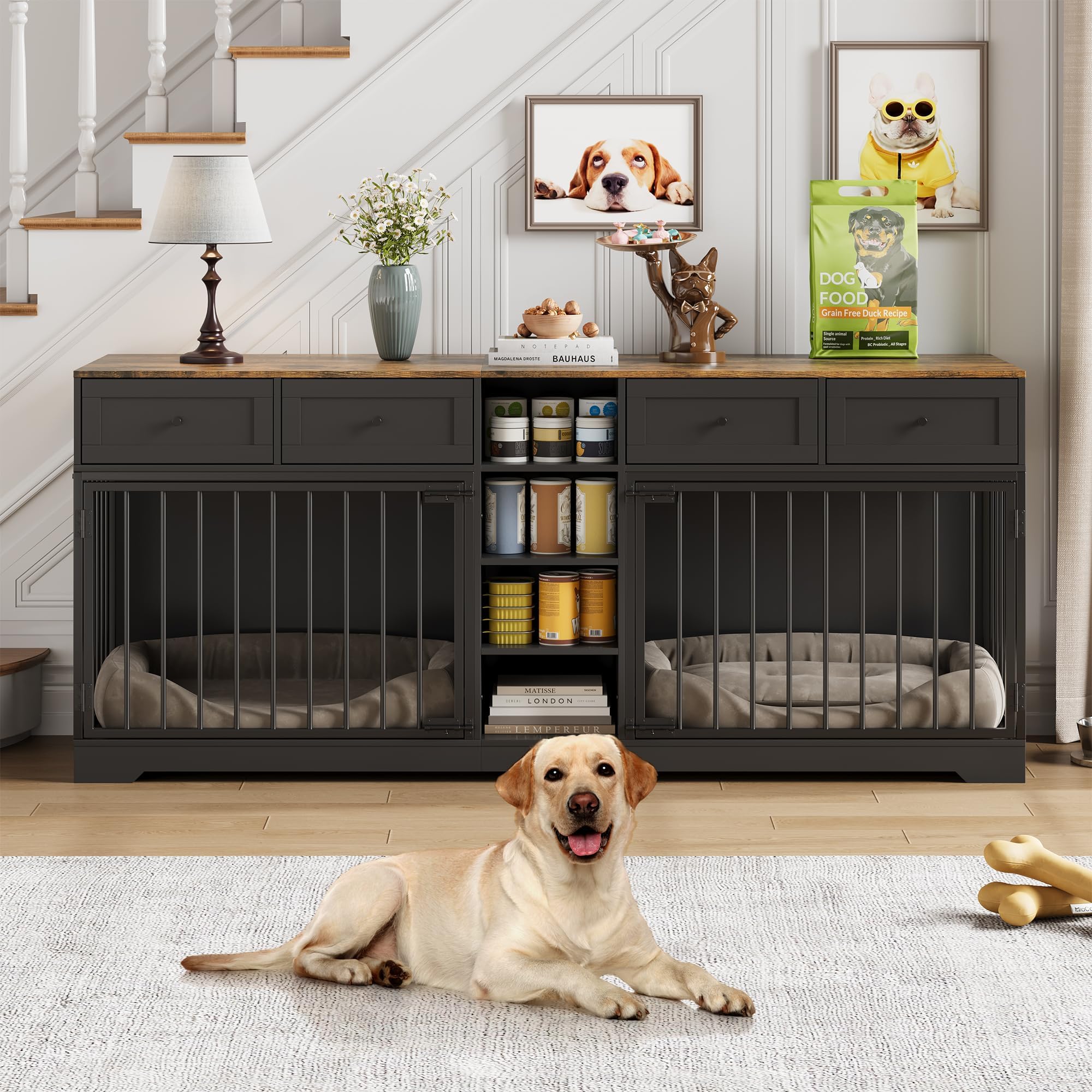Visual Reference: Snapklik Com Garveehome 82 Double Dog Crate Furniture Large Dog